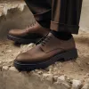 Tan Leather Hermes Chunky Derby Shoes - SS23 sold by Costoso Italiano