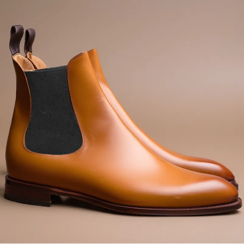 Flat Feet Shoes - Tan Leather Fenland Slip On Chelsea Boots with Arch Support sold by Costoso Italiano