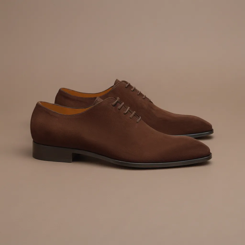 Brown Suede Leather Nandes Oxford Shoes sold by Costoso Italiano