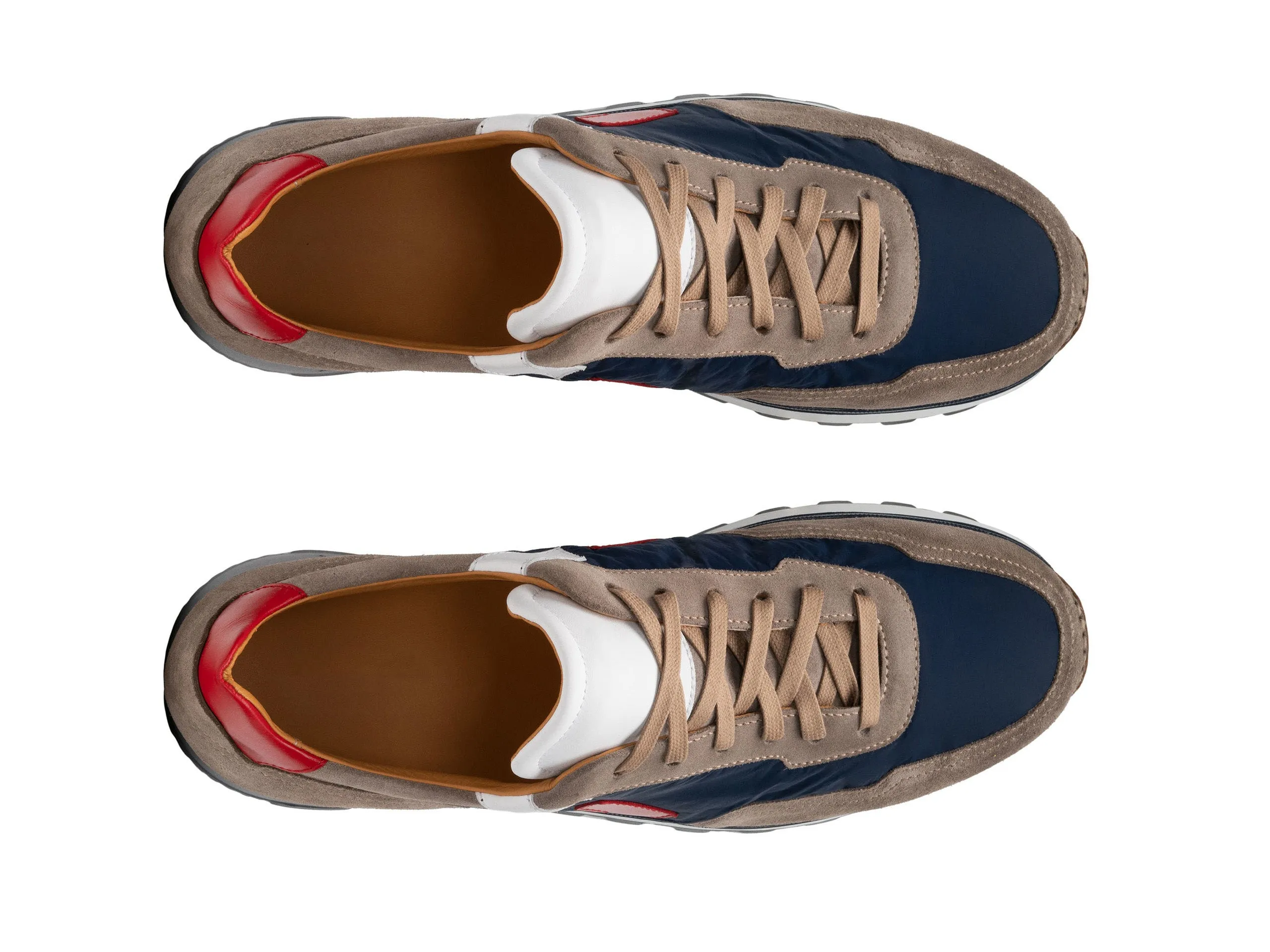 Height Increasing Tan Suede and Navy Blue Laivai Lace Up Running Sneaker Shoes sold by Costoso Italiano product image thumbnail 4