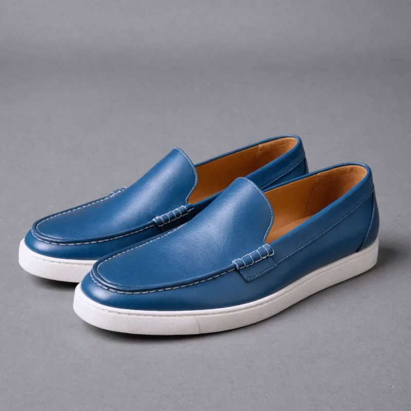 Blue Leather Anthea Slip On Sneakers sold by Costoso Italiano