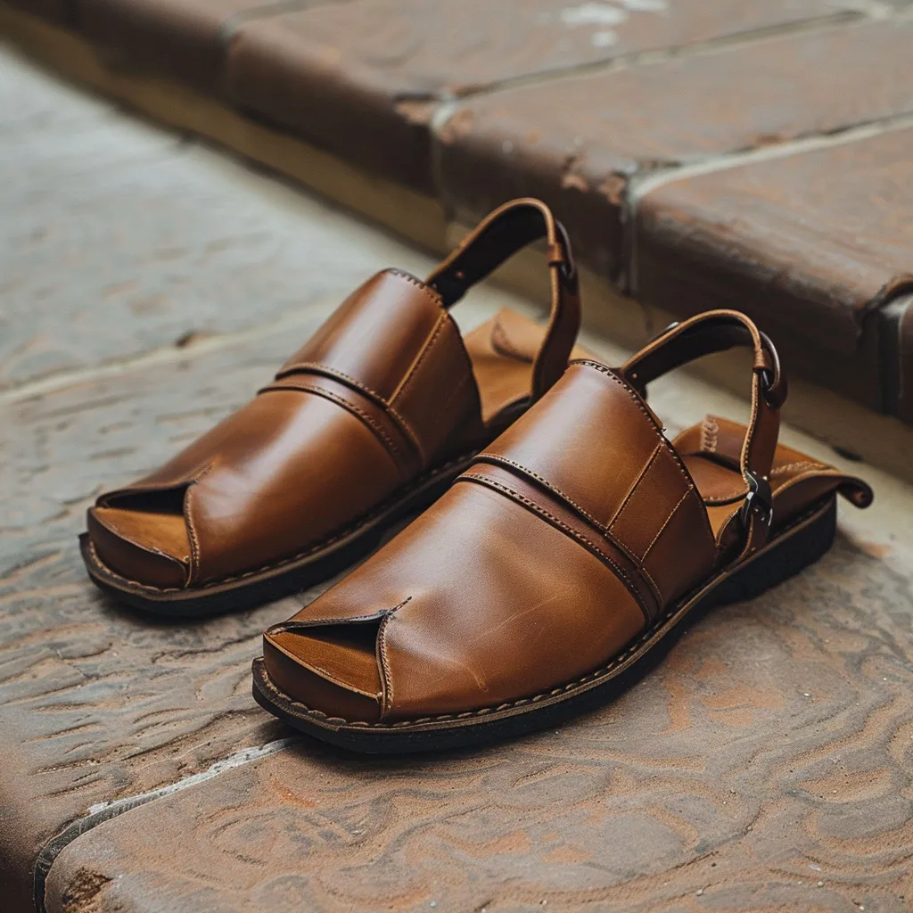 Brown Leather Peshawari Loafers | Wedding Shoes for Groom | Shoes for Haldi Mehendi Sangeet sold by Costoso Italiano