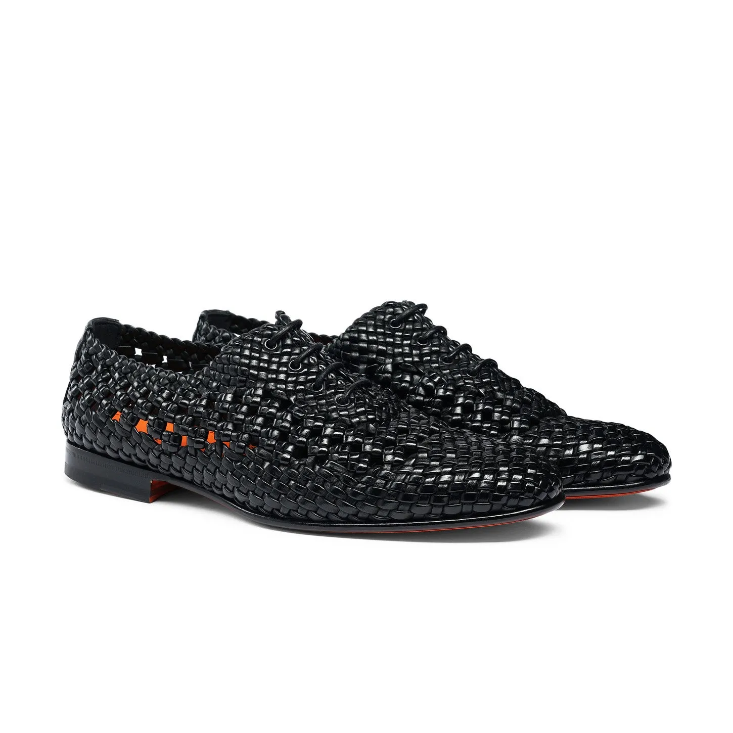 Black Incanto Braided Net Leather Shoe sold by Costoso Italiano