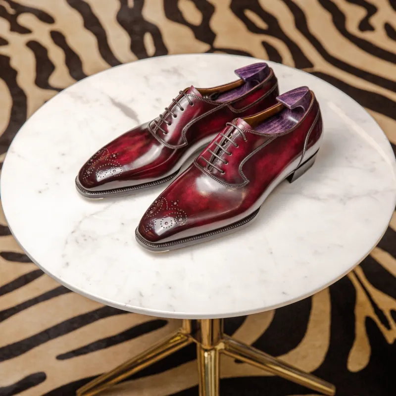 Burgundy Brown Leather Menorca Oxford Shoes - AW24 sold by Costoso Italiano