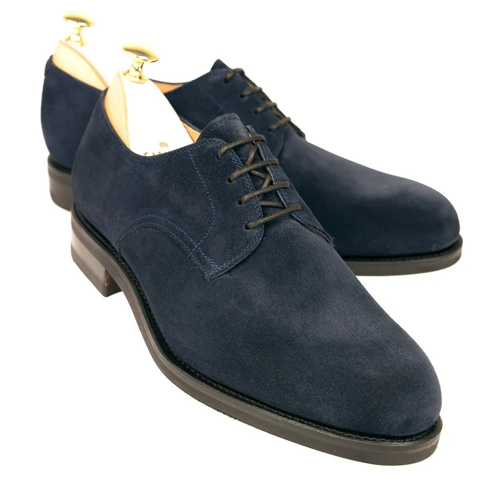 Height Increasing Navy Blue Suede Holstein Derby Shoes sold by Costoso Italiano