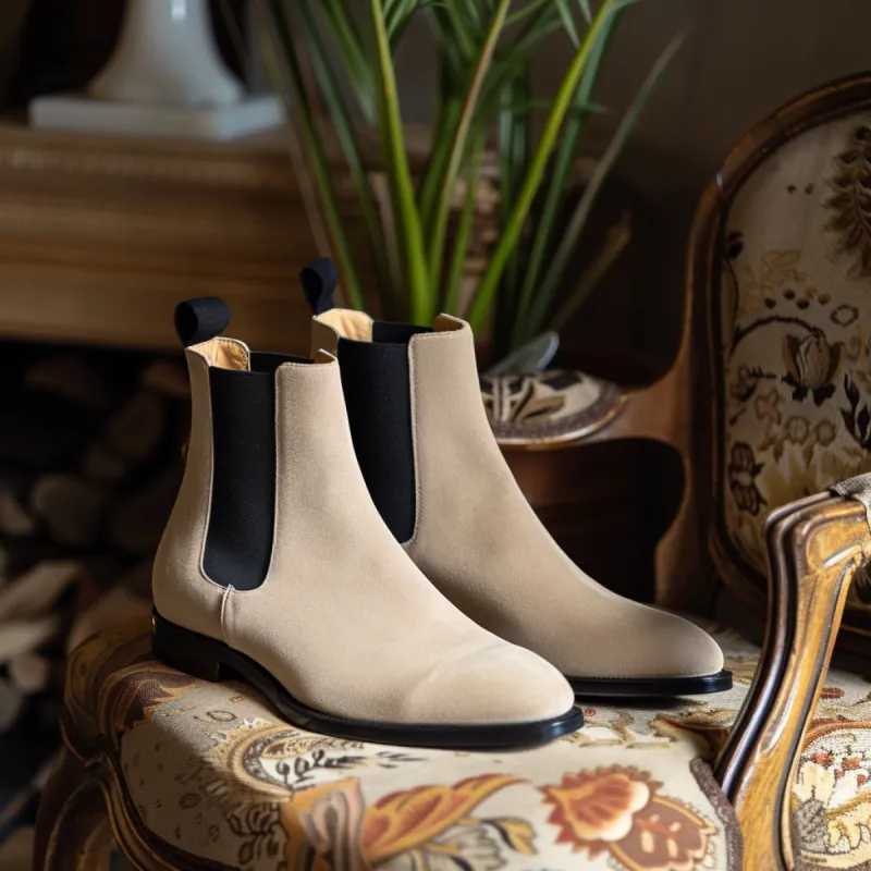 Beige Suede Carmine Chelsea Boot sold by Costoso Italiano