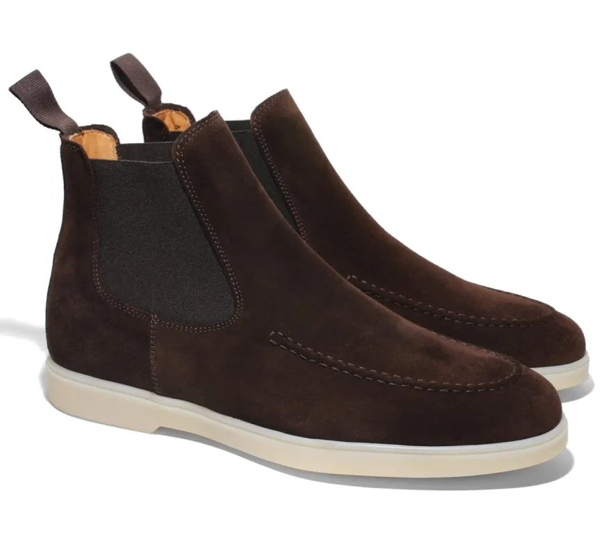 Brown Suede Pateros Chelsea Boots with White Sole - Summer 2024 Collection sold by Costoso Italiano
