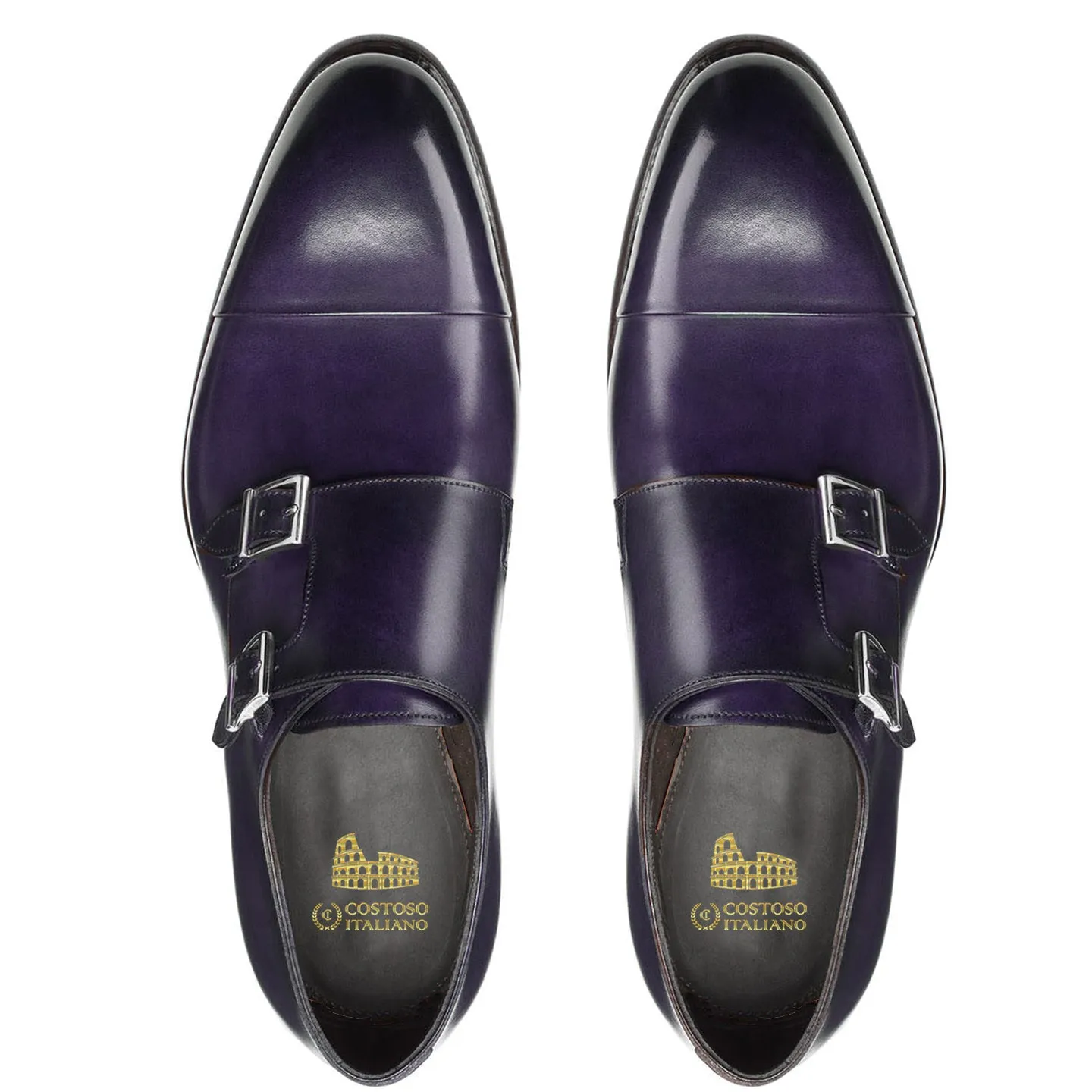 Purple Leather Castle Monk Straps sold by Costoso Italiano product image thumbnail 3