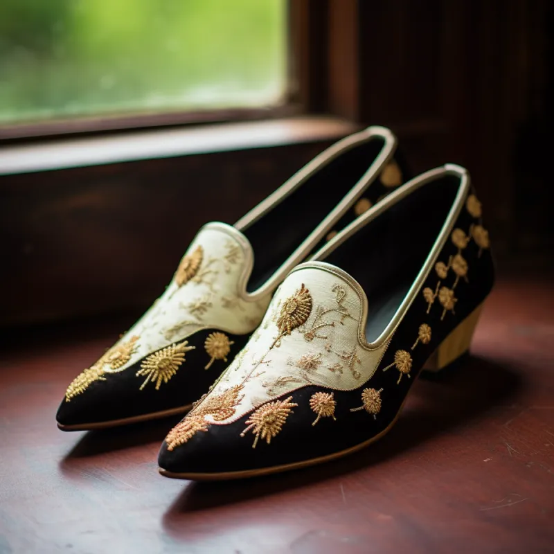 Black Velvet Hand Work Zardozi Peshawari Loafers | Wedding Shoes for Groom | Shoes for Haldi Mehendi Sangeet sold by Costoso Italiano