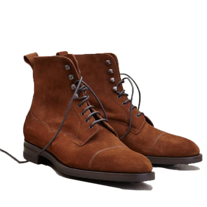 Height Increasing Tan Leather Purley Lace Up Boots sold by Costoso Italiano