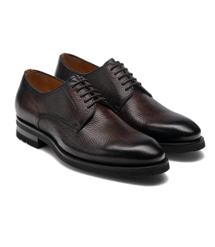 Height Increasing Brown Leather Baltimore Chunky Derby Shoes sold by Costoso Italiano
