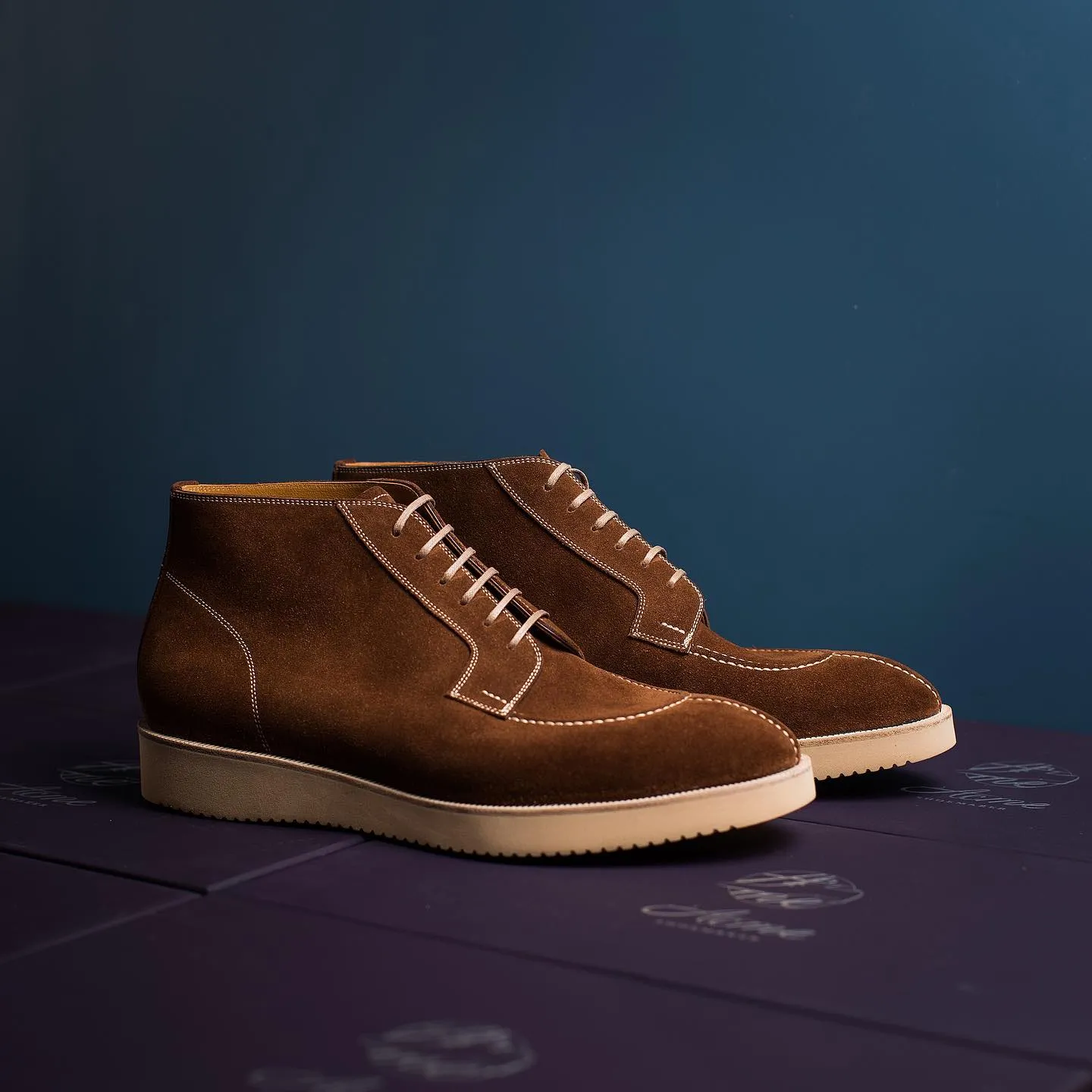 Brown Suede Calabria Lace Up Chukka Boots with White Sole - Summer 2024 Collection sold by Costoso Italiano