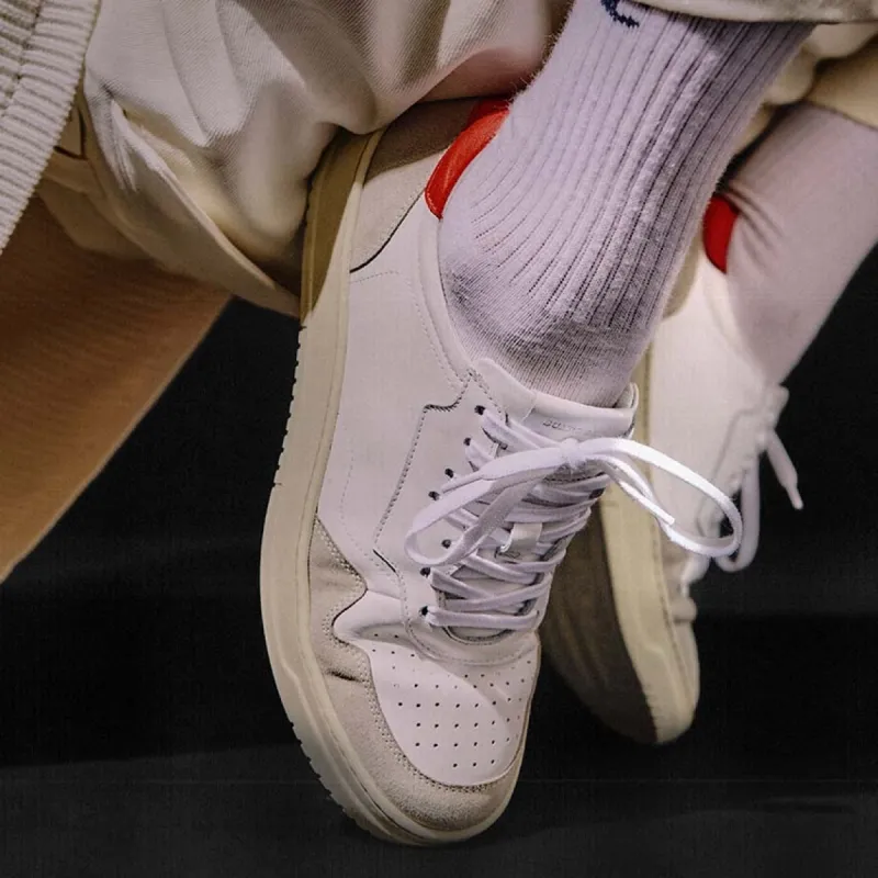 Red and White Leather and Grey Suede Carter Lace Up Sneakers - Summer 2024 Collection sold by Costoso Italiano