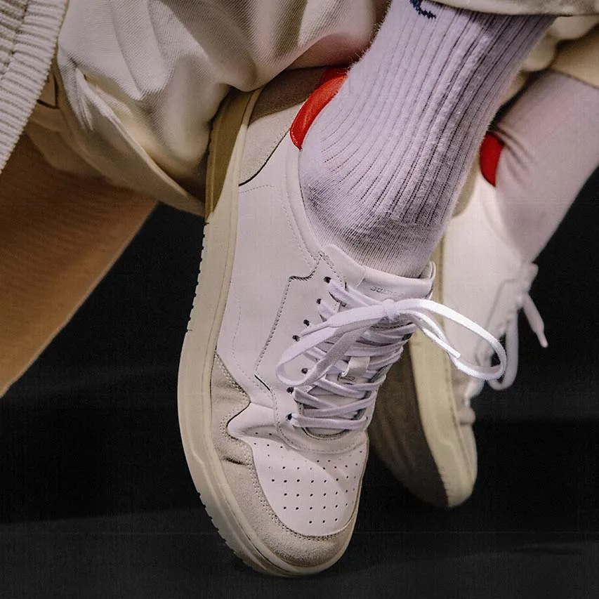 Red and White Leather and Grey Suede Carter Lace Up Sneakers - Summer 2024 Collection sold by Costoso Italiano