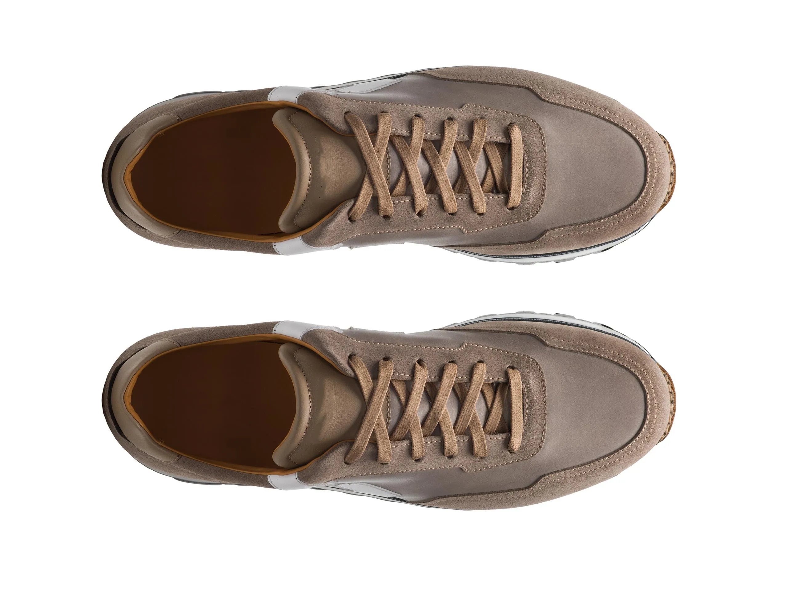 Height Increasing Tan Suede and Leather Laivai Lace Up Running Sneaker Shoes sold by Costoso Italiano product image thumbnail 3