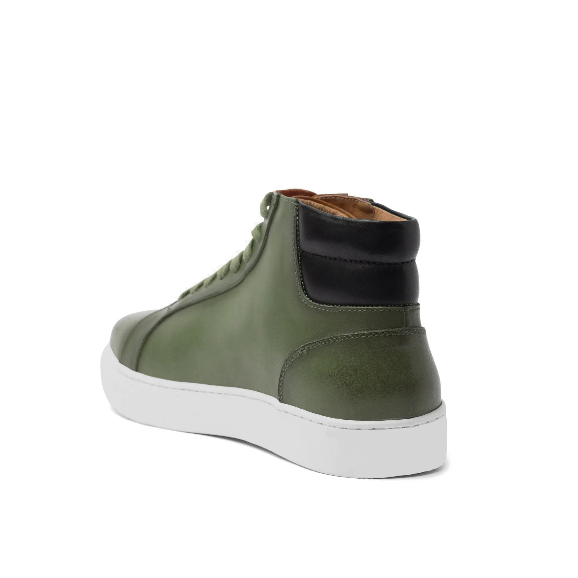 Height Increasing Olive Green Leather Angus Sneaker Boots sold by Costoso Italiano product image thumbnail 3