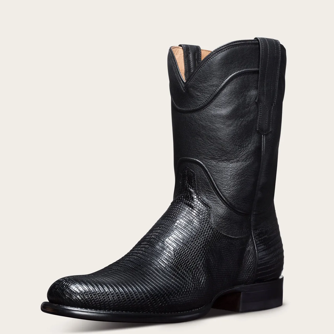 Black Lizard Print Leather Fairkart Slip On Zipper Western Cowboy Boots - AW24 sold by Costoso Italiano