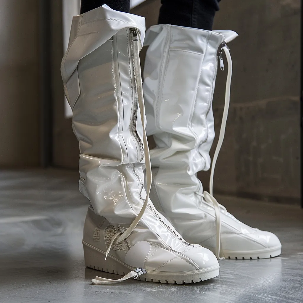 Luxury Edition - Artisian Made White Italian Leather FastenFlex Slip On Long Zipper Western Cowboy Boots - Summer 2024 Collection sold by Costoso Italiano
