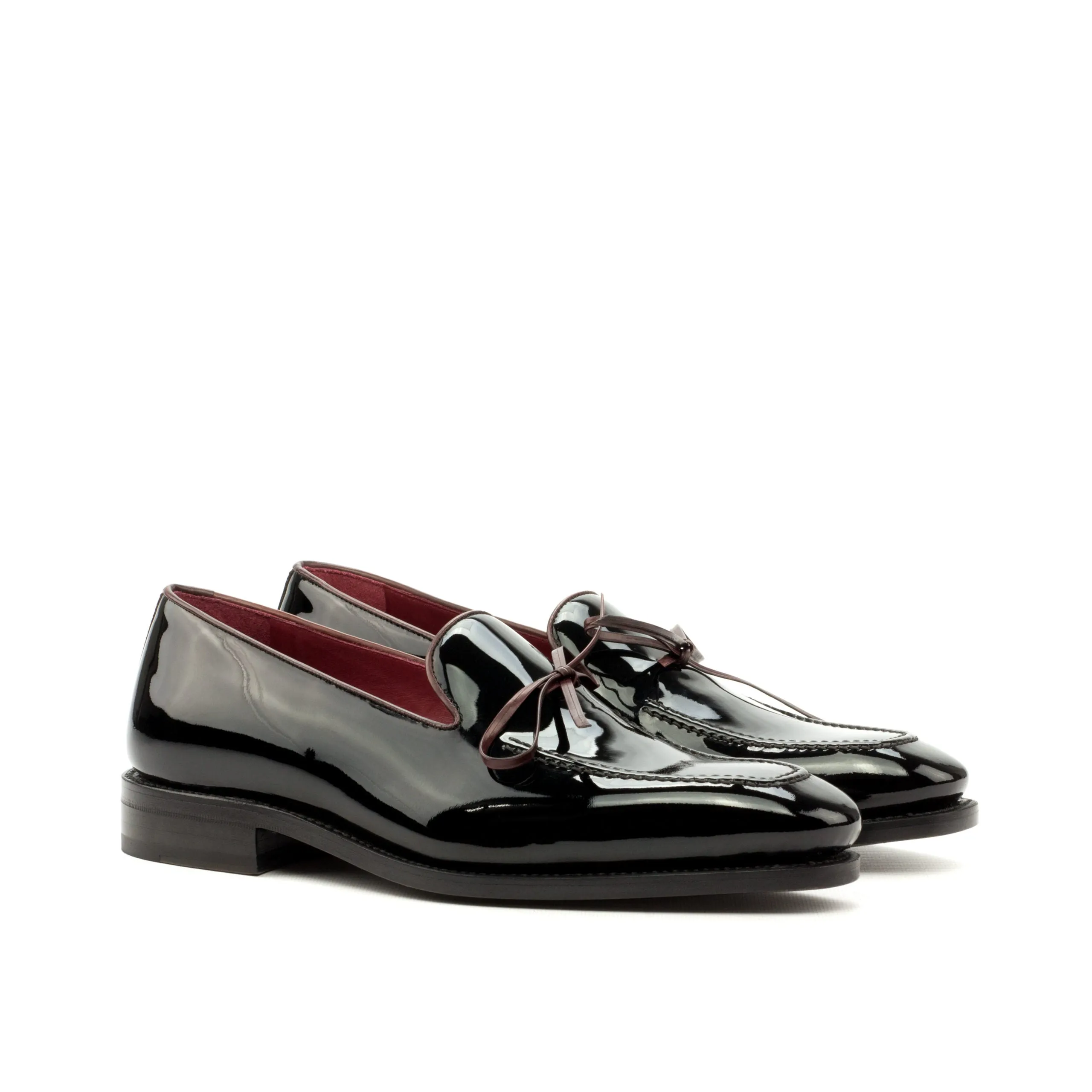 Goodyear Welted Sabugal Black Patent Laced Loafer With Violin Leather Sole sold by Costoso Italiano