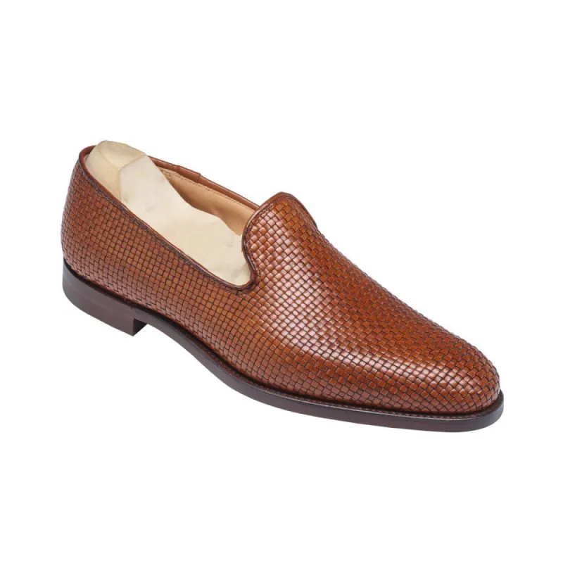 Height Increasing Tan Braided Leather Forst Loafers sold by Costoso Italiano