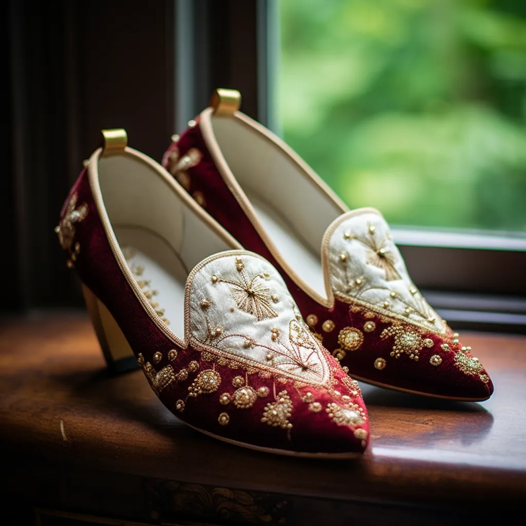 Red Velvet Hand Work Zardozi Peshawari Loafers | Wedding Shoes for Groom | Shoes for Haldi Mehendi Sangeet sold by Costoso Italiano