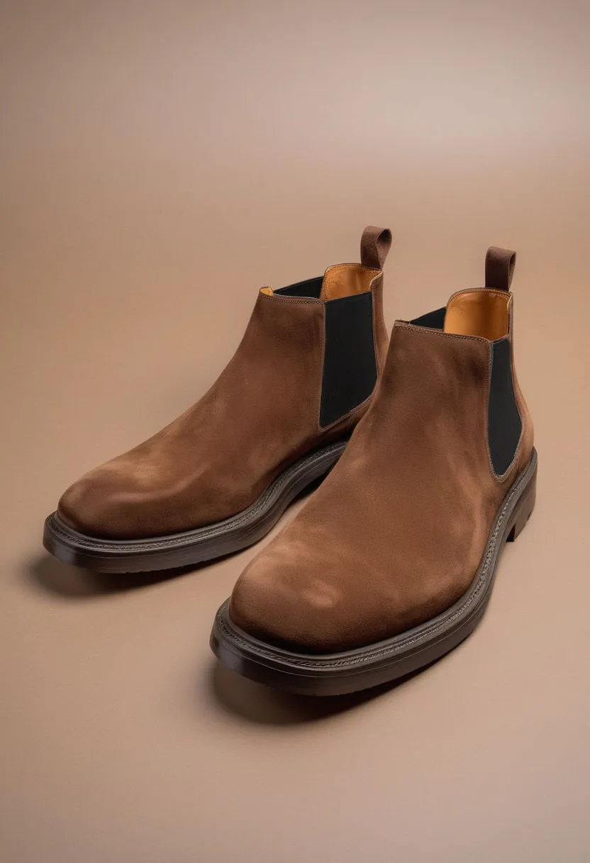 Brown Suede Leather Grayson Chelsea Boot sold by Costoso Italiano