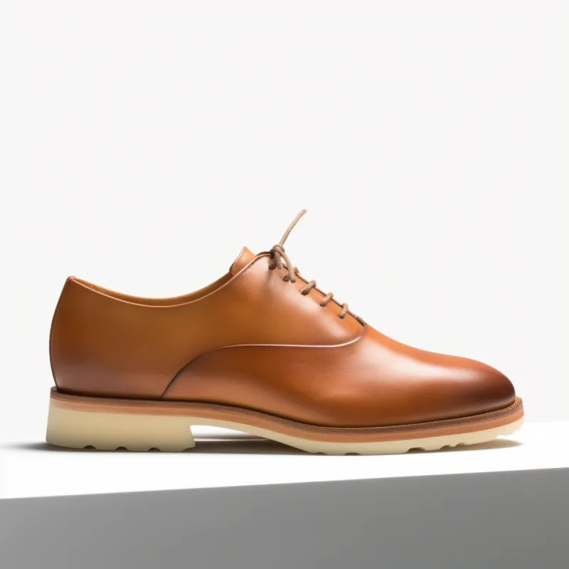 Tan Leather Evander Lace Up Oxfords with White Sole - Summer 2024 Collection sold by Costoso Italiano