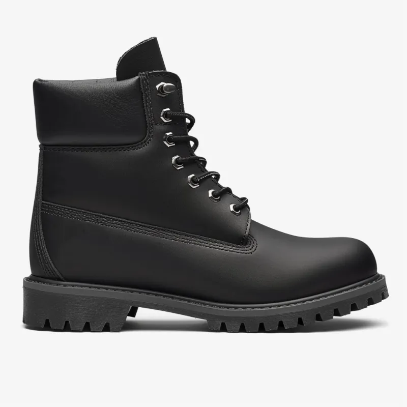 Black Leather Albero Ankle Rugged Lace Up Combat Hiking Boots with Chunky Track Sole sold by Costoso Italiano