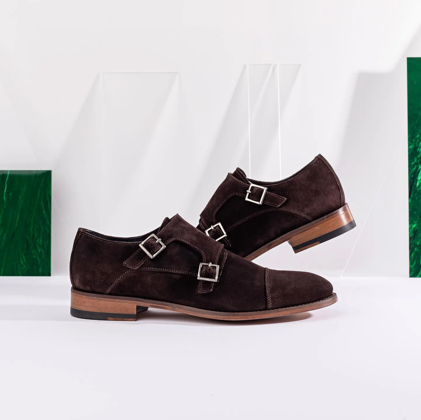 Brown Suede Marinelle Teo Cap Buckle Double Monk Straps - AW24 sold by Costoso Italiano product image thumbnail 2