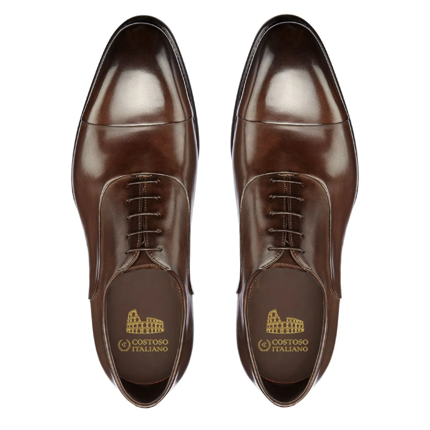 Flat Feet Shoes - Brown Leather Woodford Balmoral Toe Cap Oxfords with Arch Support sold by Costoso Italiano product image thumbnail 3
