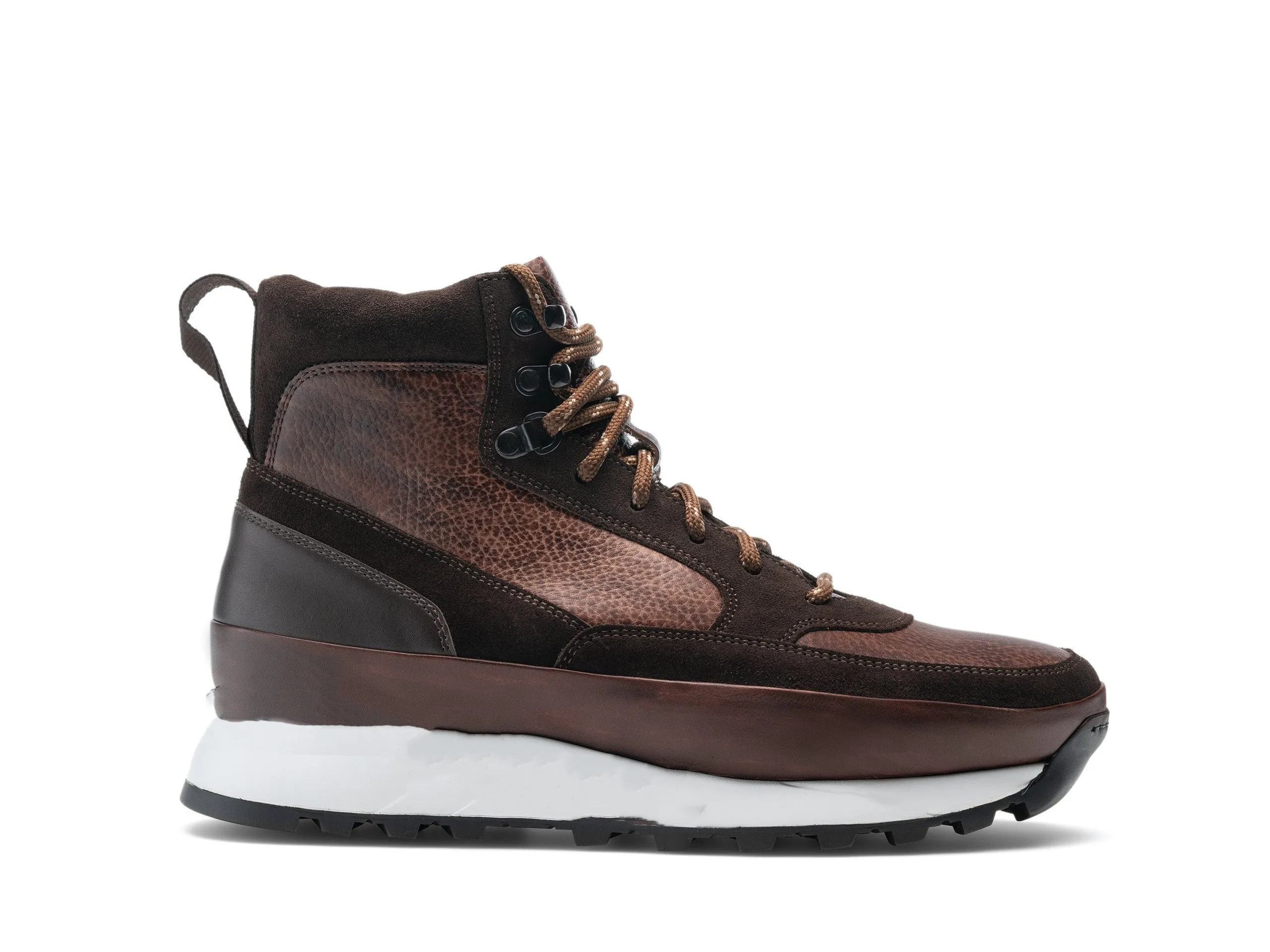 Brown Leather and Suede Dreketi High Top Sneaker Boots sold by Costoso Italiano product image thumbnail 4