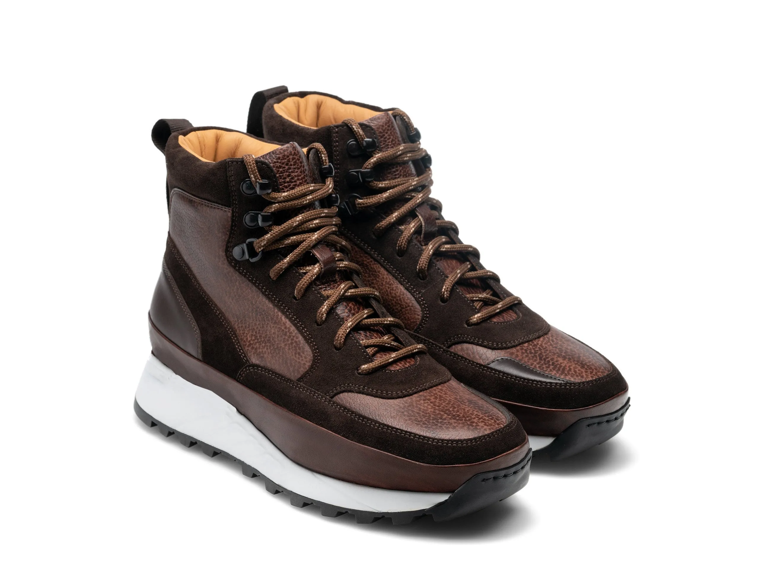 Brown Leather and Suede Dreketi High Top Sneaker Boots sold by Costoso Italiano product image thumbnail 3