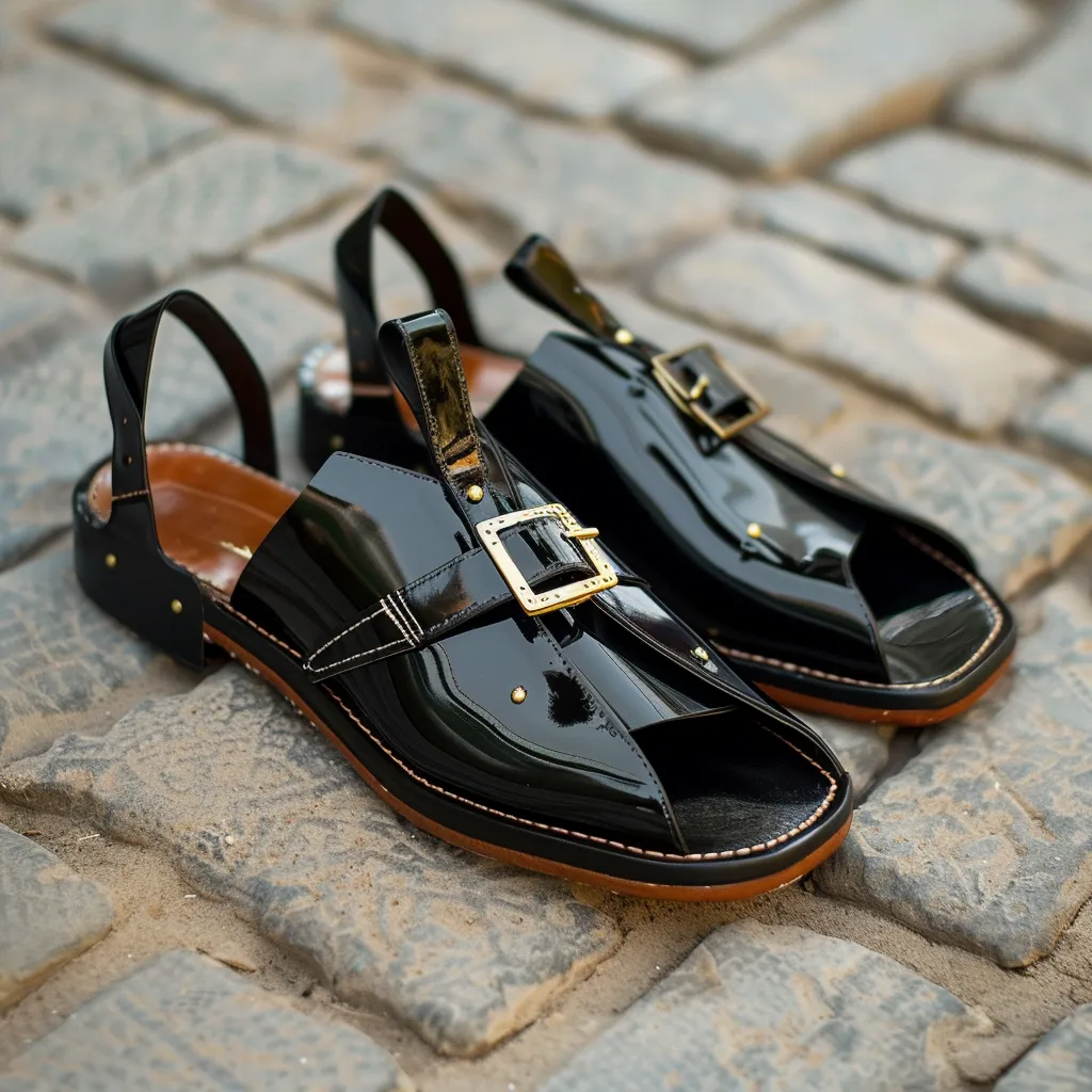 Black Leather Peshawari Loafers | Wedding Shoes for Groom | Shoes for Haldi Mehendi Sangeet sold by Costoso Italiano