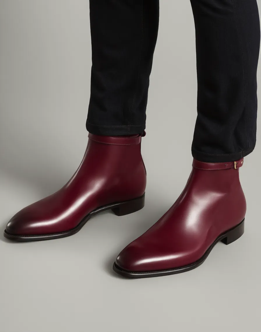 Burgundy Leather Cracio Slip On Jodhpur Boots sold by Costoso Italiano
