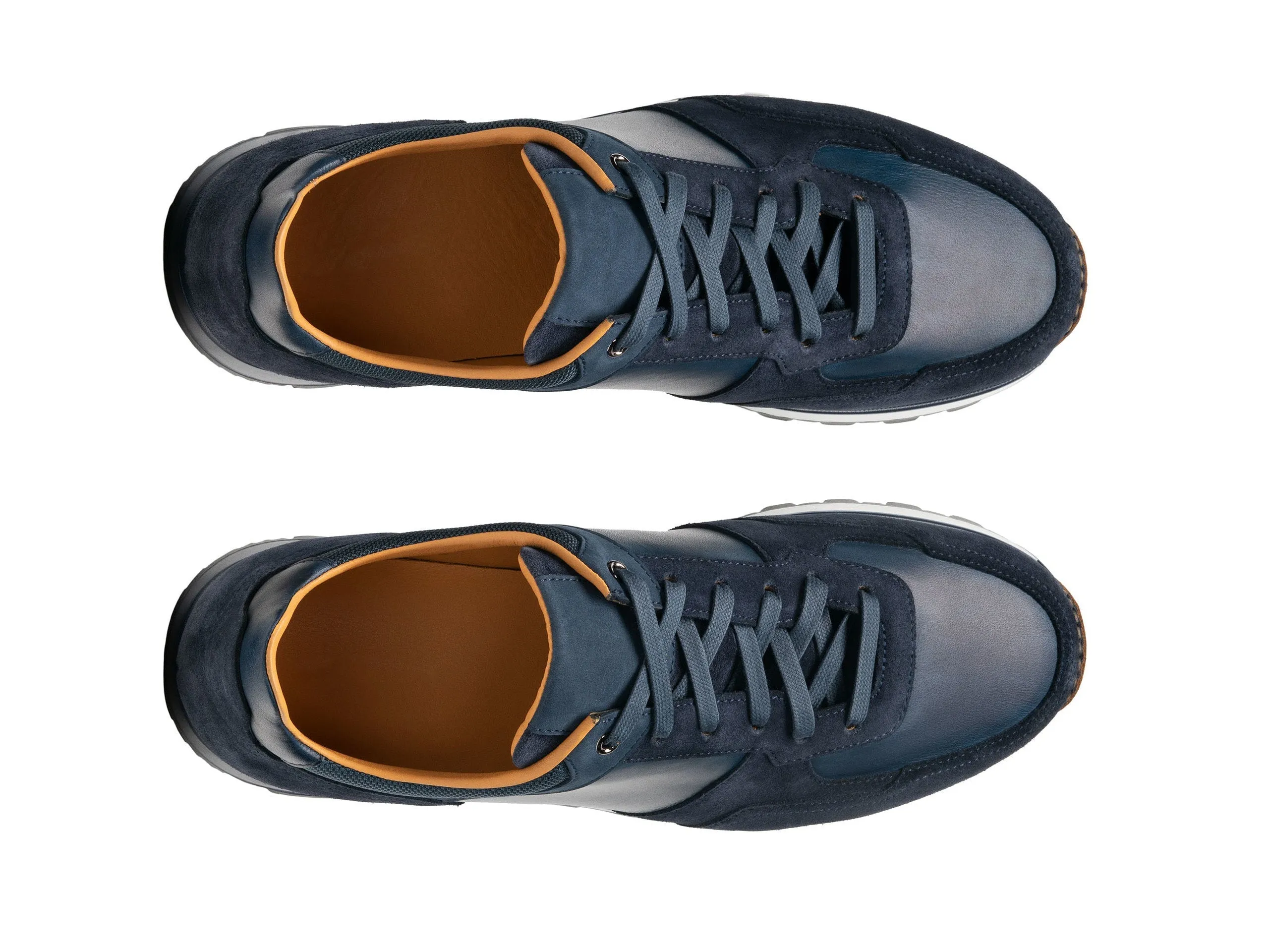 Height Increasing Navy Blue Suede and Leather Nausori Lace Up Running Sneaker Shoes sold by Costoso Italiano product image thumbnail 3