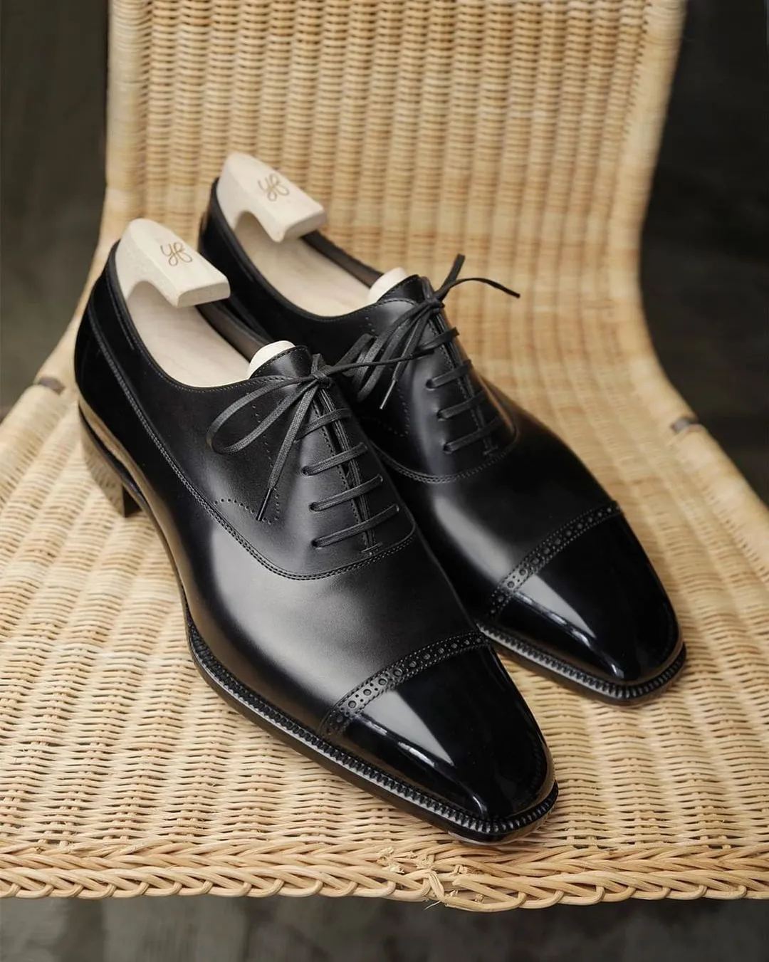 Black Leather Isolde Brogue Toe Cap Oxfords - Formal Shoes - SS23 sold by Costoso Italiano