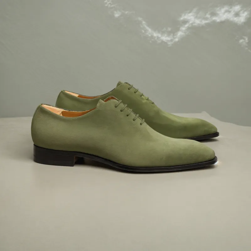 Green Suede Leather Nandes Oxford Shoes sold by Costoso Italiano