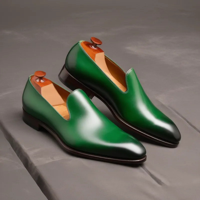 Green Leather Boreas Minimalist Loafers sold by Costoso Italiano