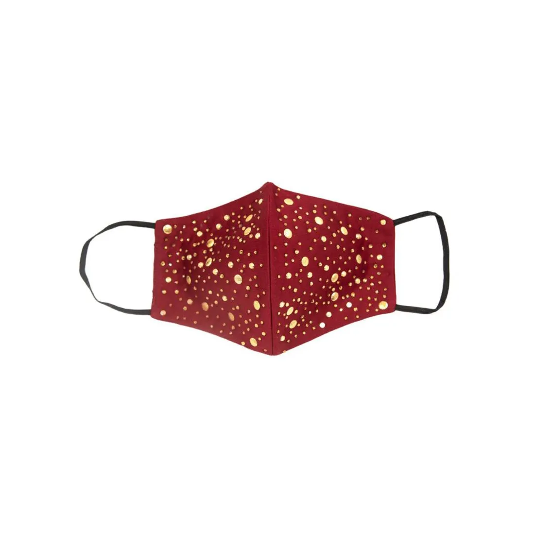 Red Silk Mask with Golden Stars Shining in Swarovski Crystals sold by Costoso Italiano