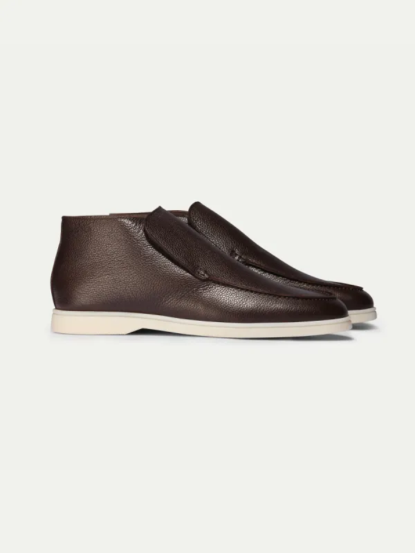 Brown Leather Athena City Half Boots with White Sole - Summer 2024 Collection sold by Costoso Italiano
