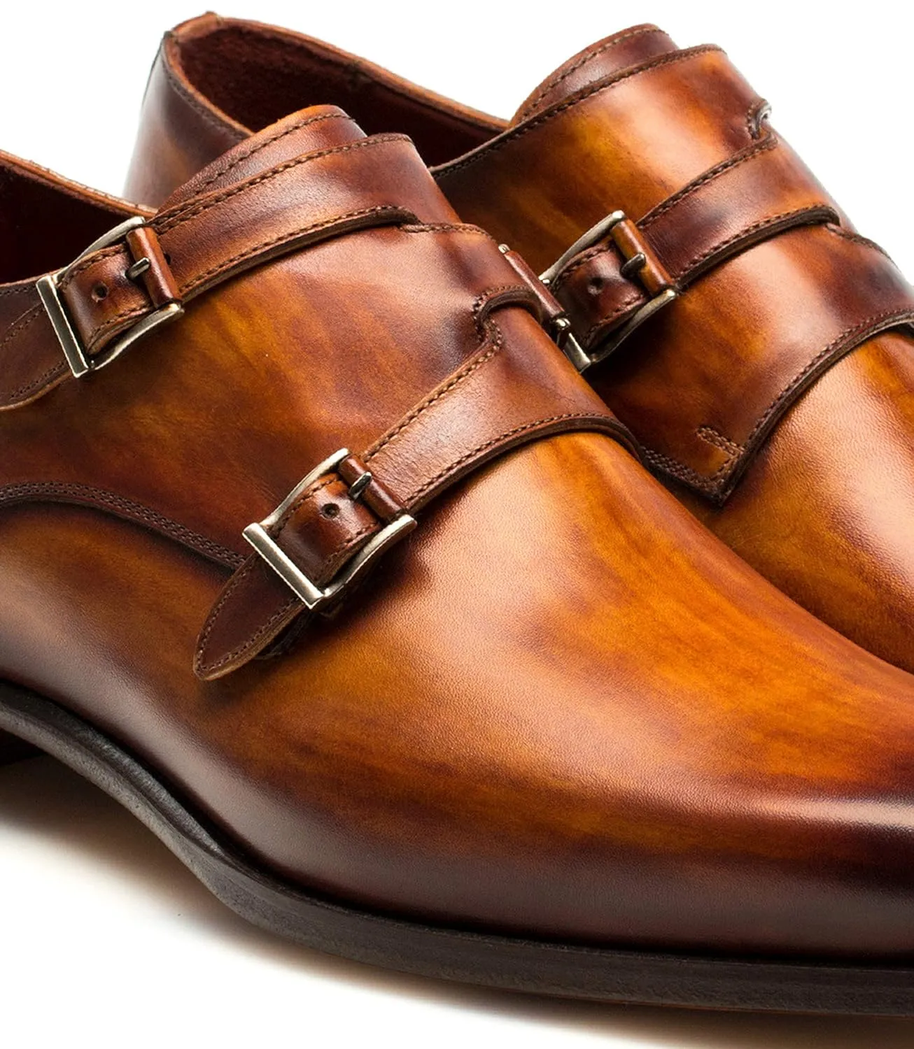 Tan Leather Leminst Monk Strap Shoes sold by Costoso Italiano product image thumbnail 3