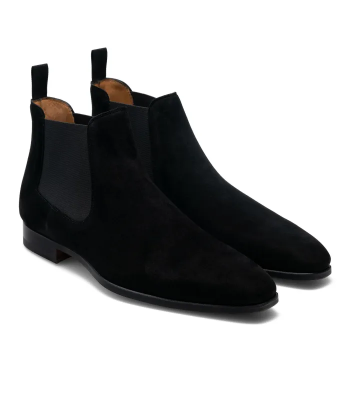 Height Increasing Black Suede Strasburg Chelsea Boots sold by Costoso Italiano