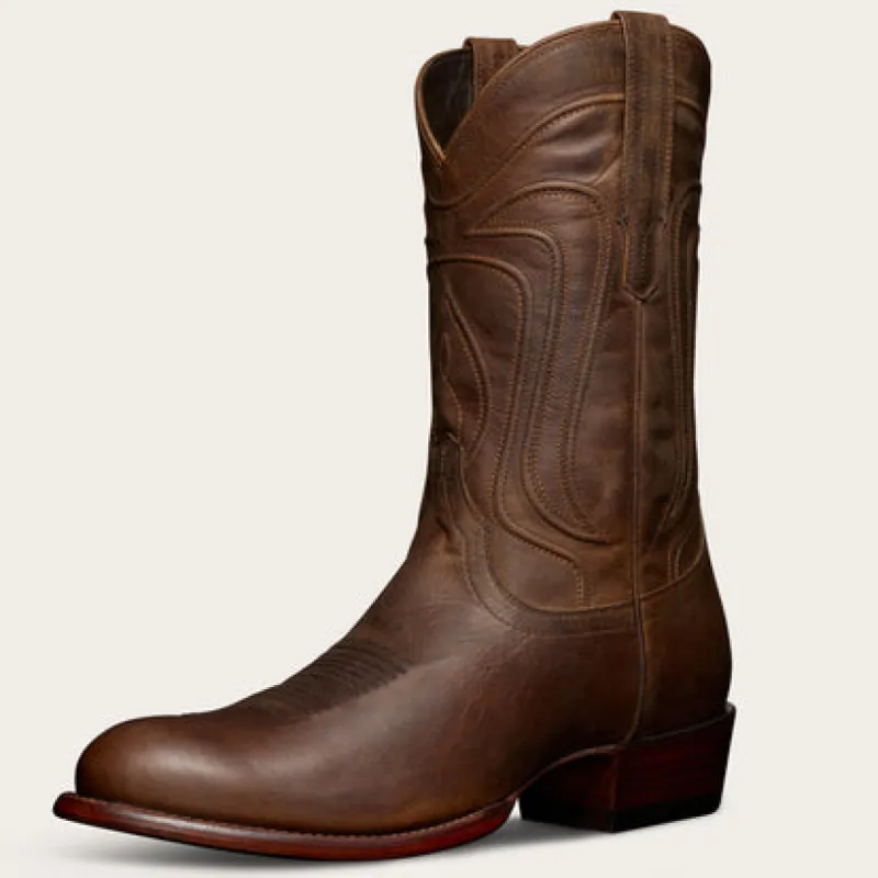 Tan Leather Sagres Zipper Cowboy Boots sold by Costoso Italiano