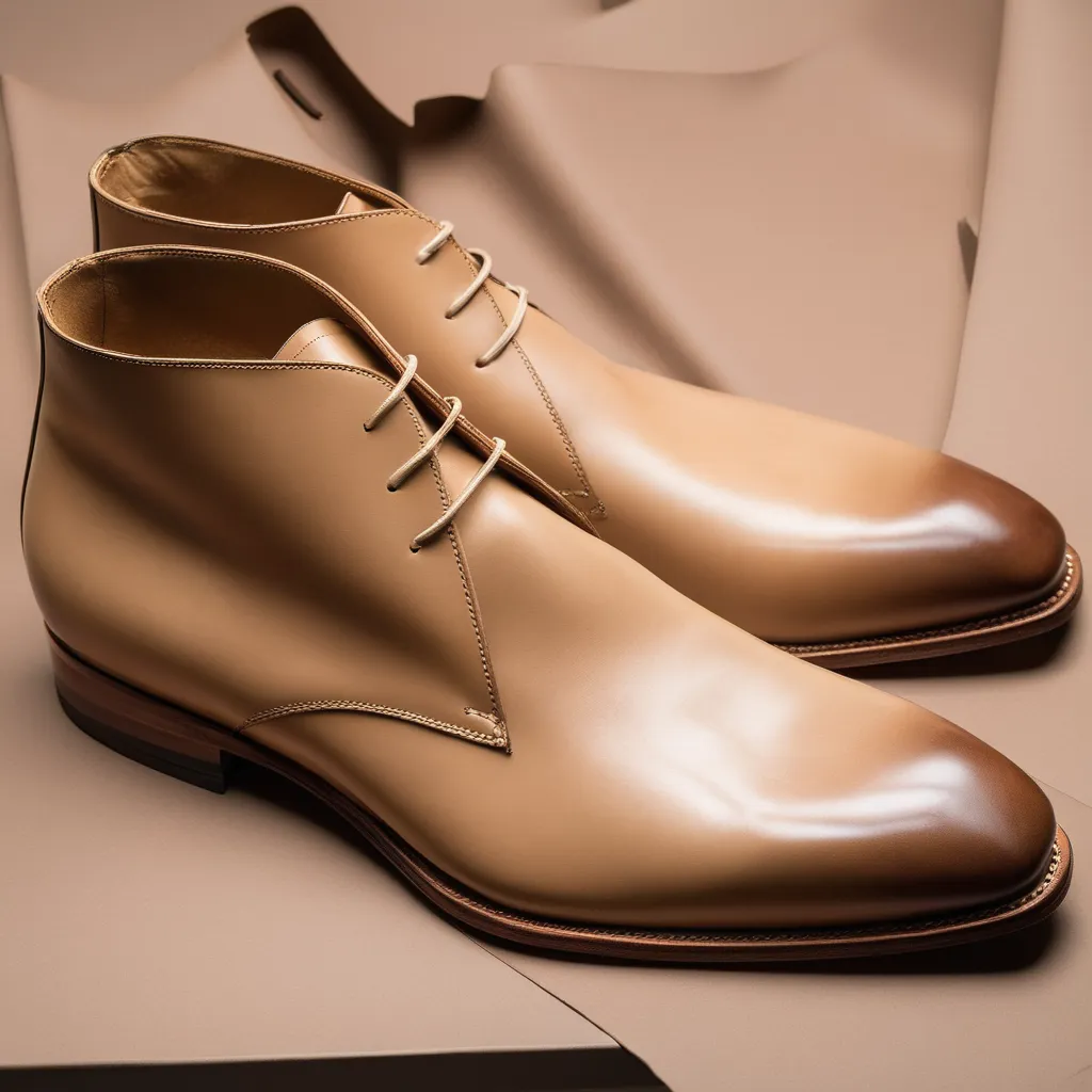 Cream Leather Gabrovo Chukka Lace Up Boots sold by Costoso Italiano