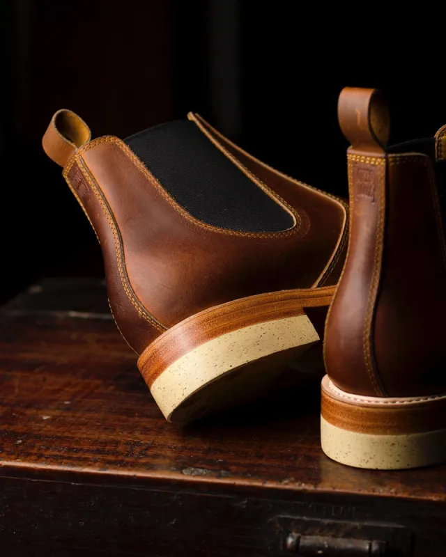 Tan Suede Leather Ferneto Chunky Chelsea Boots sold by Costoso Italiano