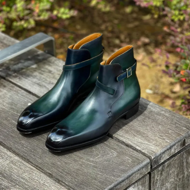 Green Leather Albon Slip On Jodhpur Boots - AW24 sold by Costoso Italiano