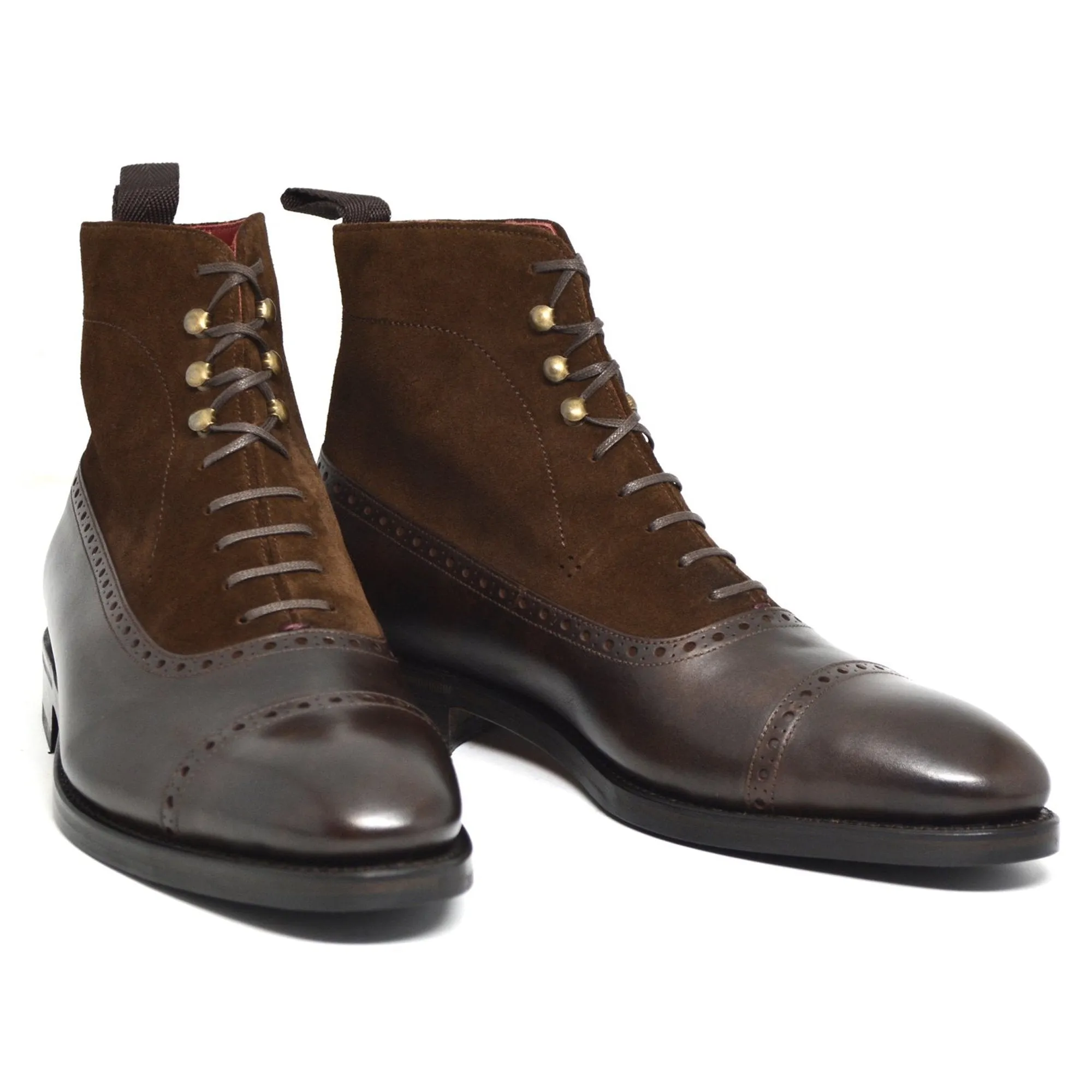 Flat Feet Shoes - Brown Leather & Suede Clifton Lace Up Boots with Arch Support sold by Costoso Italiano
