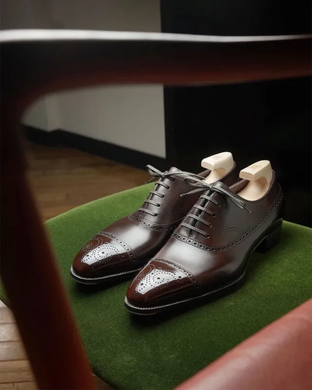 Brown Leather Vasilisa Toe Cap Oxfords - Formal Shoes sold by Costoso Italiano