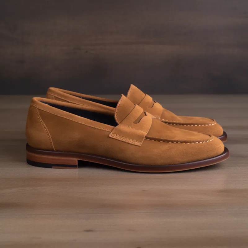 Luxury Edition - Artisian Made Tan Italian Suede Scholaris Penny Loafers - SS23 sold by Costoso Italiano