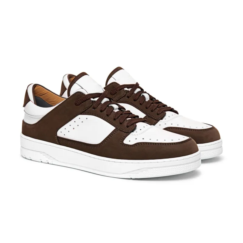 White Leather and Brown Suede Hayden Lace Up Sneakers - Summer 2024 Collection sold by Costoso Italiano